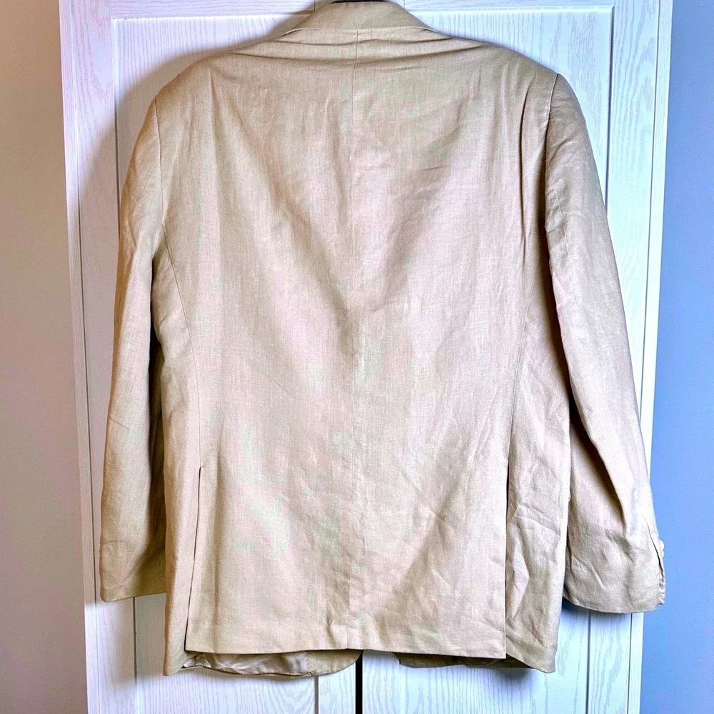 LAMBERTI‎ Mens Linen Blazer Jacket Beige Size 42R Italy Designed Limited Edition